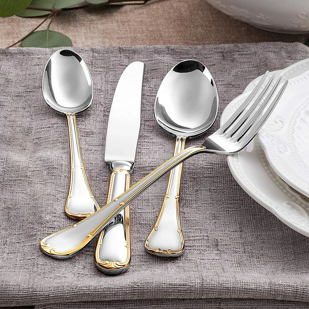 For 6 18/10 Stainless Steel Silverware Mirror Polished For Housewarming Restaurant Wedding Party