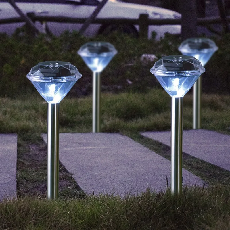 

8Pcs Solar Outdoors Lights Powered Straight Pole Diamond Lawn Ground Insertion Lamps Landscape Courtyard Creative Gardens Decors