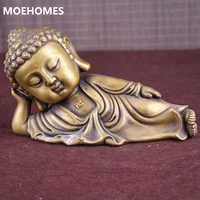 moehomes chinese copper handicrafts fengshui lying buddha statue vintage family decoration metal handicraft
