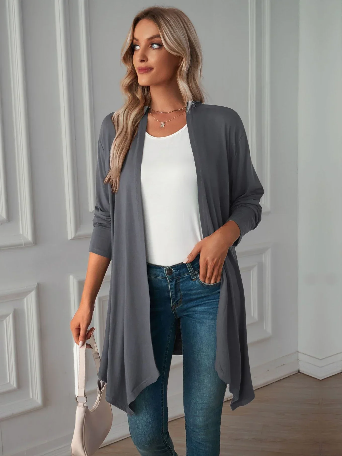 Винтажный новый длинный кардиган нестандартного дизайна осенние повседневные