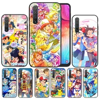 japanese anime pok%c3%a9mon pikachu phone case for oppo reno 7 6 5 4 3 se z f pro plus 4g 5g black silicone tpu cover