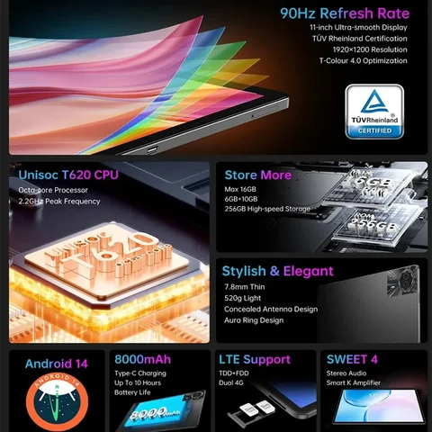 Планшет Teclast T50 Plus Android 14 11 дюймов 6+256 ГБ