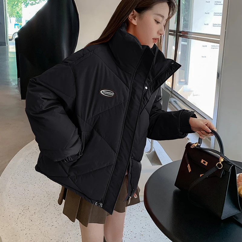 Thick Warm Women's Down Padded Jacket Loose Harajuku Long Sleeve Casual Parka Fashion All-match Short Winter Outerwear 2022 New