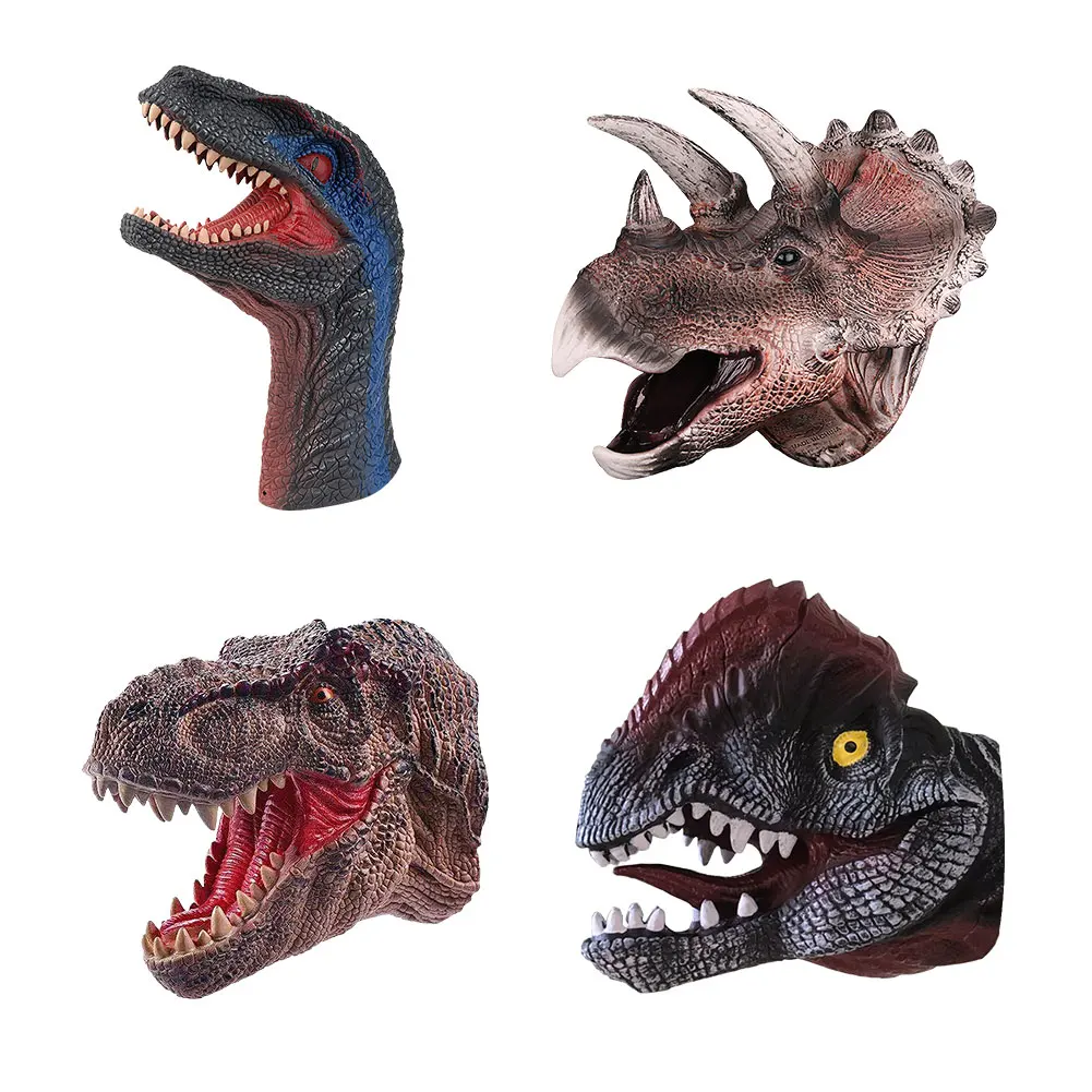 

Soft Vinyl Rubber Animal Head Hand Puppet Figure Toys Gloves For Children Model Gift Dinosaur Hand Puppet Toys For Children