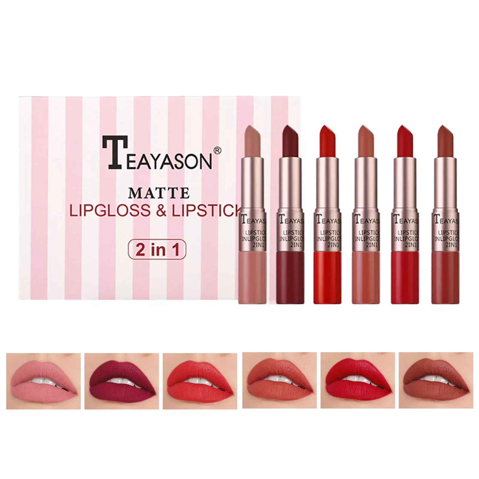 

NEW Matte Lipstick Set 6 Pcs Matte Lipstick Set Matte Liquid Long-lasting Wear Non-stick Cup Lipsticks Not Fade Waterproof Lip G