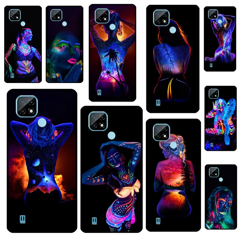 Светится в темноте body paint для OPPO Realme 8i 7 8 Pro C21 C3 GT Neo 2 GT Master чехол для OnePlus 9R 8T 9 Pro Nord 2