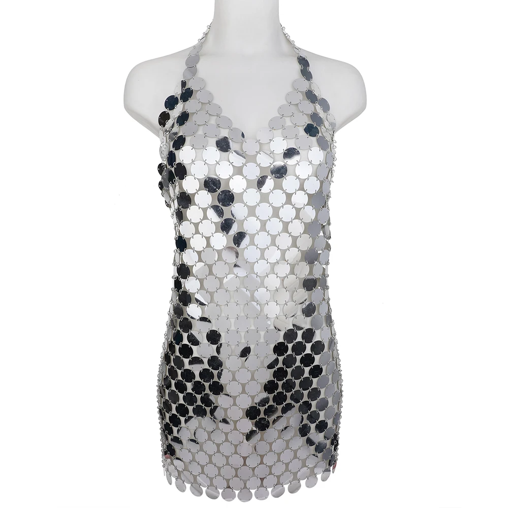 Женская Блестящая цепочка для платья сексуальная блестящая юбка с открытой