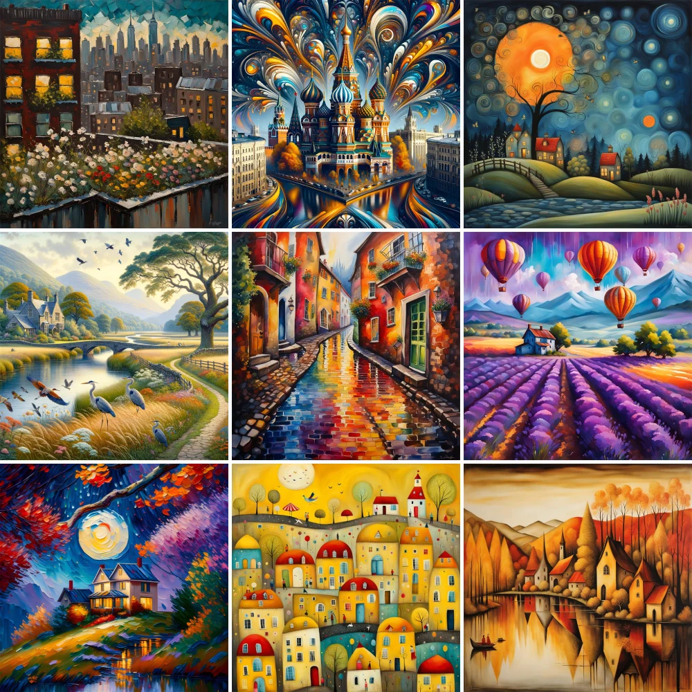 krajobraz katedra bazylii ścieg krzyżykowy pełny zestaw haft malowanie ręcznie robione rękodzieło na drutach wystrój pokoju liczonego