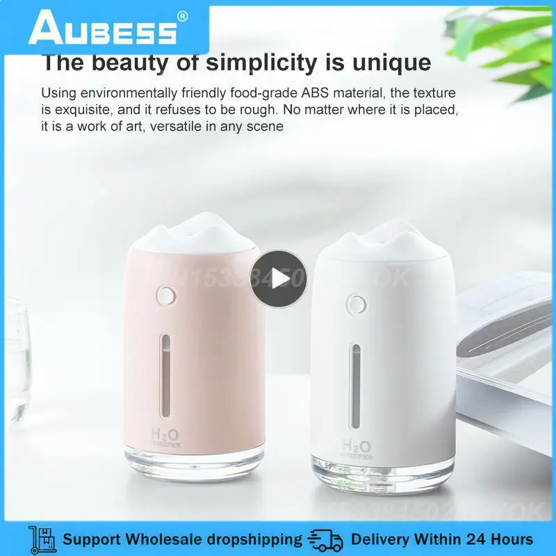 

1~8PCS Creative USB Air Humidifier 310ML Ultra-Silent USB Essential Room Car LED Night Lamp Snow Mountain Air Purifier Mist