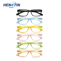 henotin 6 pack reading glasses 2022 fashion men and women with metal hinge rectangular frame presbyopia optical hd eyeglasses