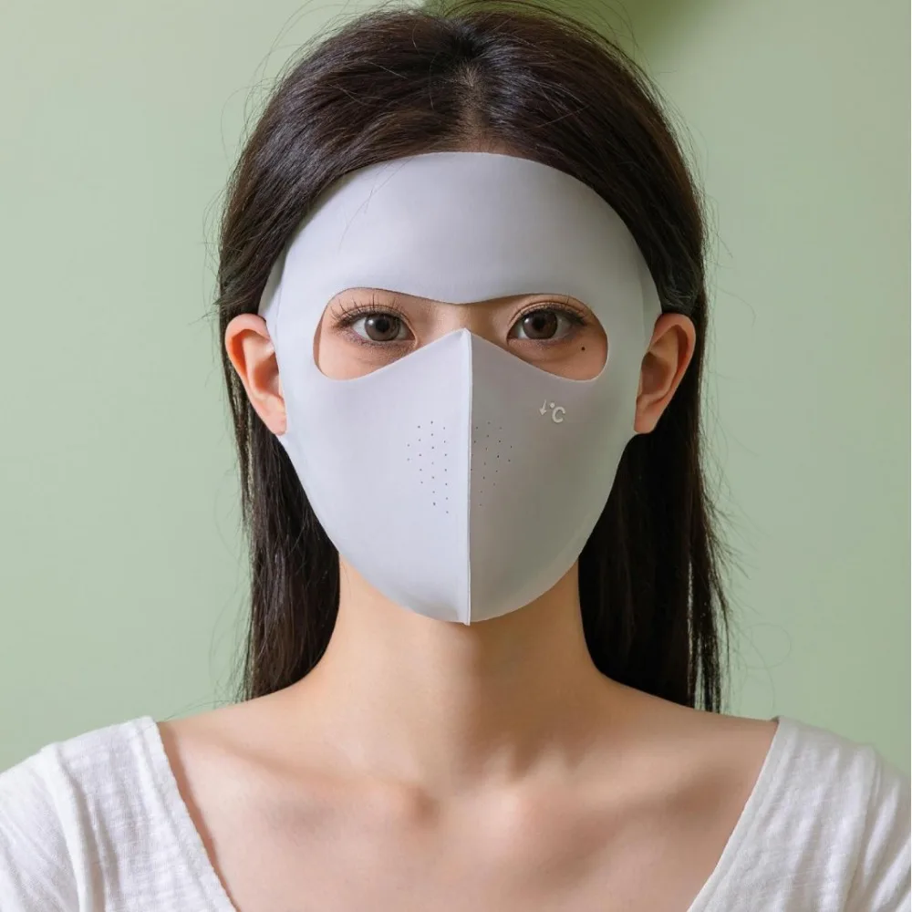 Полиэстер UPF50 + солнцезащитная маска бесследная маленькая дыра ледяной шелк