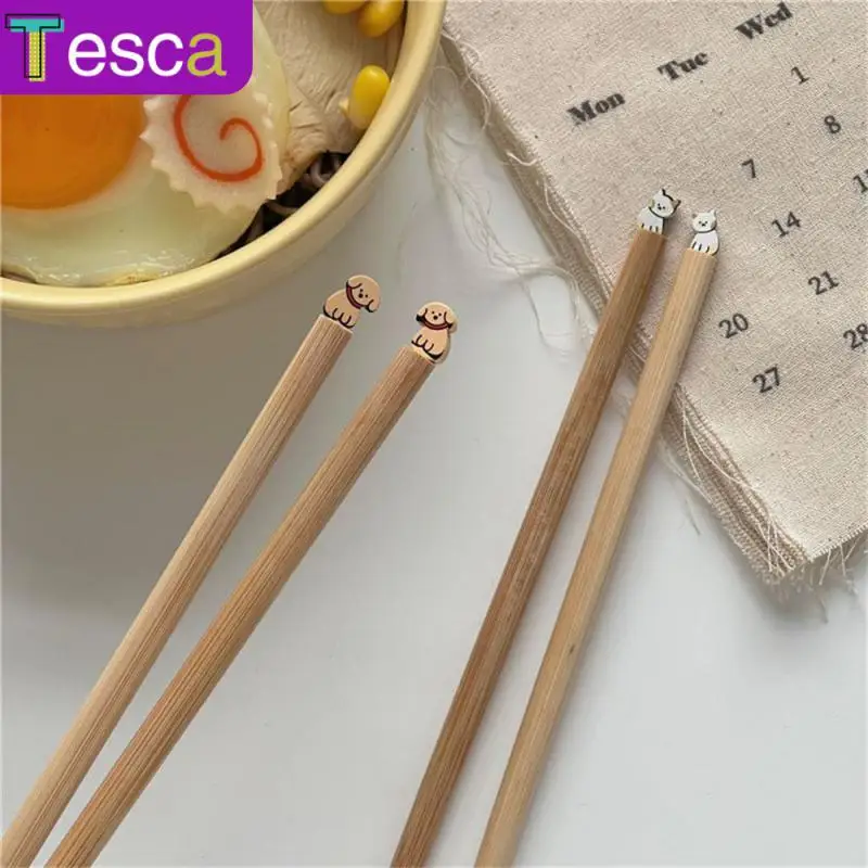 

Creative Bamboo Chopsticks Household Cartoon Puppy Kitty Good-looking Wooden Chopsticks Japanese Style 2023 New