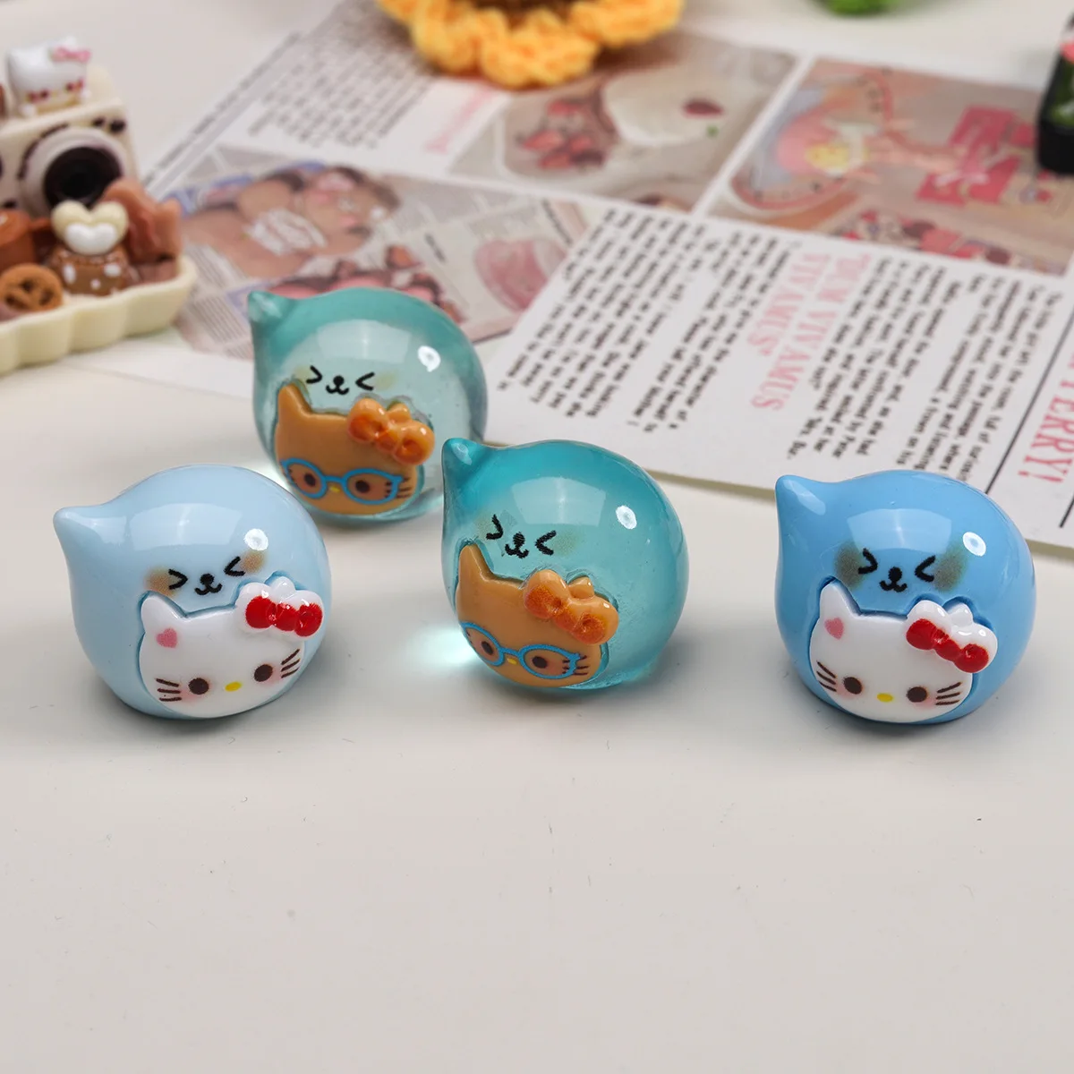 Фото 2 шт. miniso 3d kt голова мультфильм аксессуары из смолы diy мусорный чехол подвески ручной работы миниатюрные матеилы ювелирные изделия ремесла поставки №3