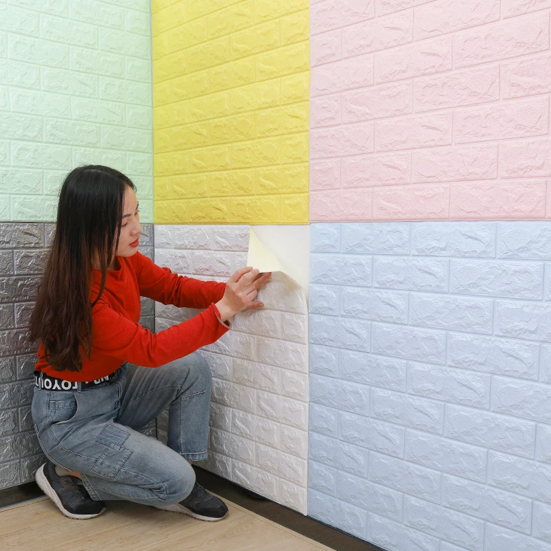 

3D Brick Wall Stickers DIY Decor Self-Adhesive Waterproof Wallpaper For Kids Room Bedroom 3D Wall Sticker Brick