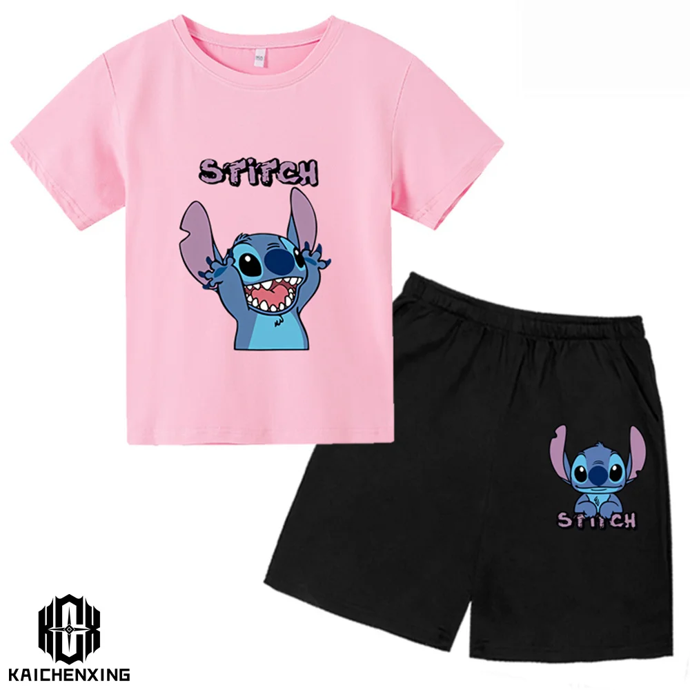 

Disney Kawaii Lilo & Stitch Tshirt Kids Sets Men Women Tees Boys Fashion Causal Outdoor Summer Children T-shirts