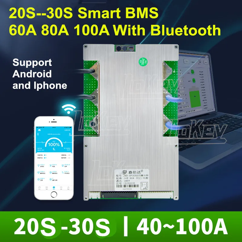 Плата BMS smart, защитная плата с поддержкой Bluetooth, 20S, 28S, 30S, 20S, 24S, 30S, li-ion, 30S