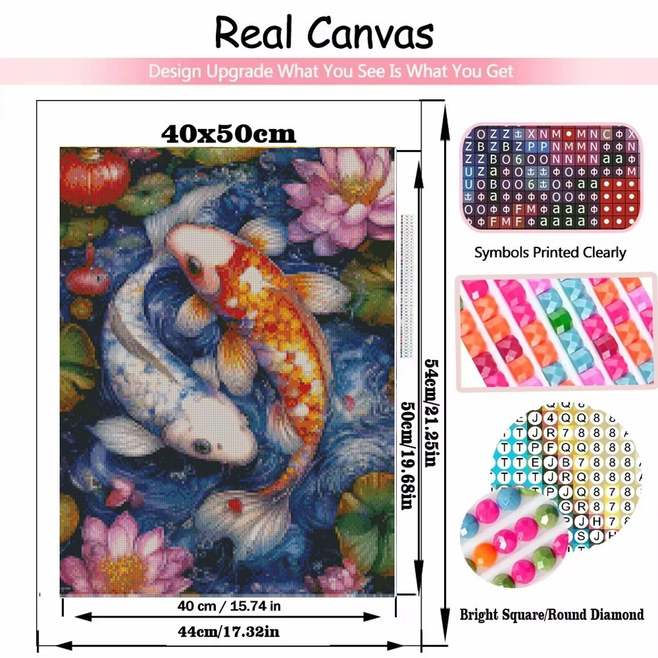 5d Diy алмазная живопись 2025 Koi изображение полного бриллианта Мозаика Рыба Вышивка