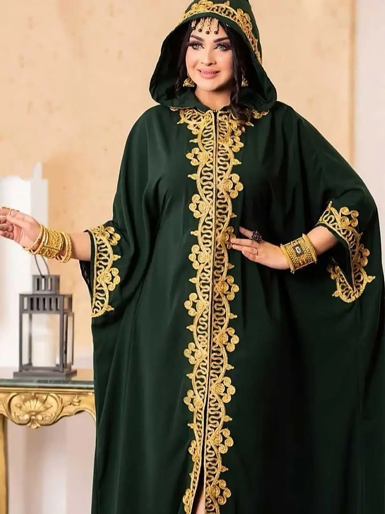 

Muslim Kaftan Abaya Dress Women Dubai Abayas Luxury Evening Gown Elegant African Hooded Dress Boubou Robe Djellaba Femme