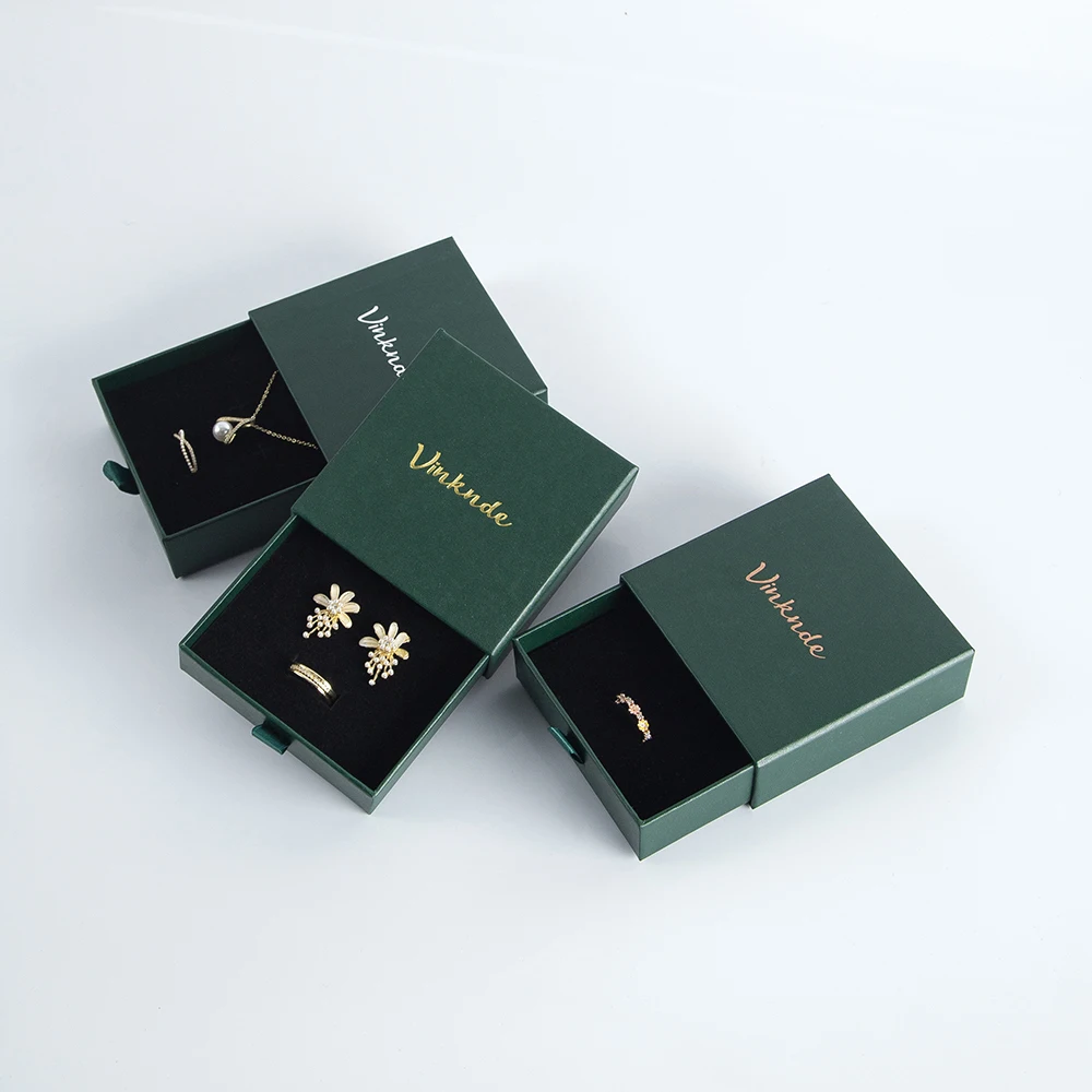 100pcs Bulk Custom Logo Travel Drawer Jewelry Box 9x9x2.5cm Lady Earring Ring Necklace Pendant Bracelet Organizer Storage Case