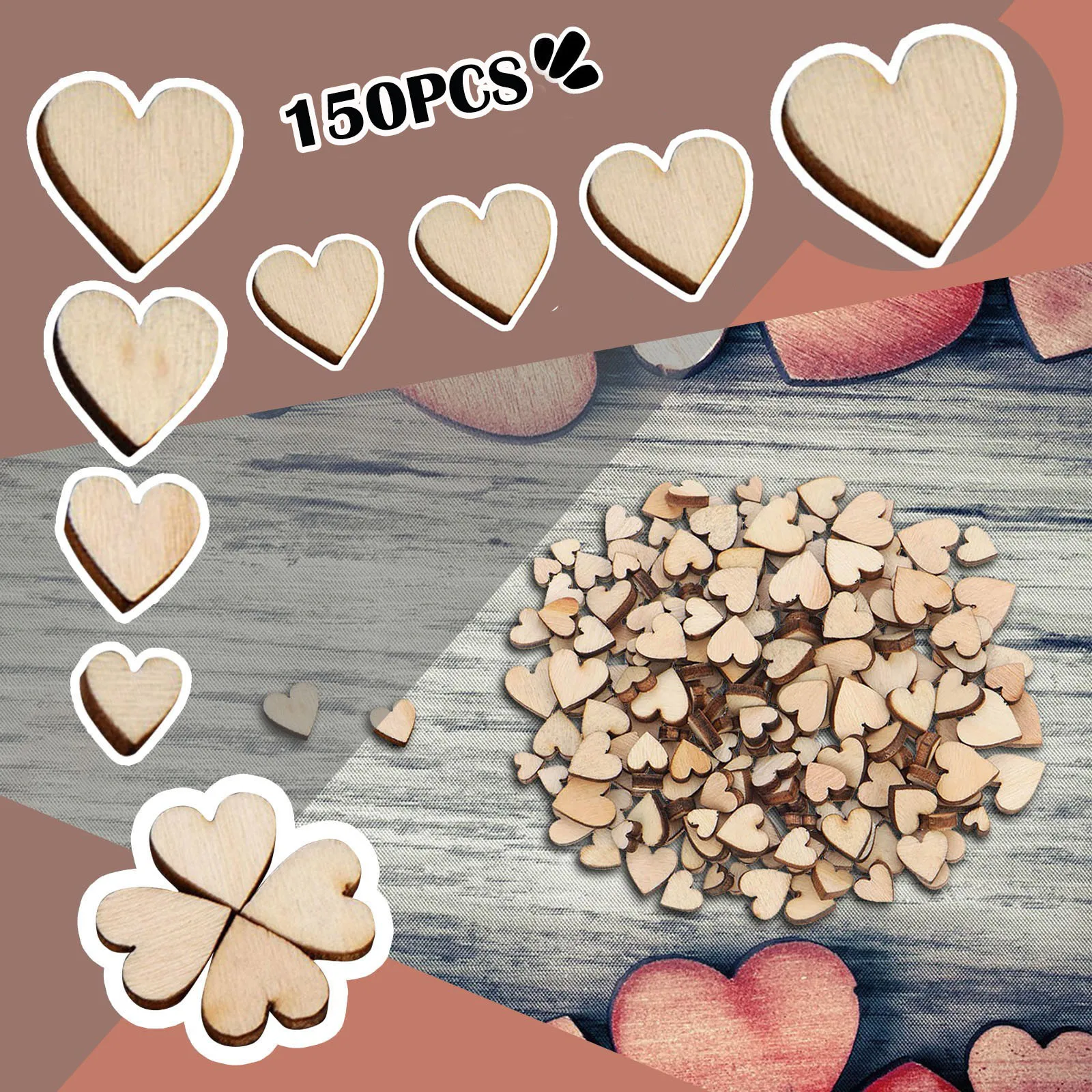 

150 шт. деревенское дерево, любовь, сердце, звезды, украшение, деревянные чипы, ремесло, рождественская елка, украшения, красный и золотой