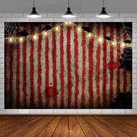 Horrible Circus Tent Photography Backdrop For Halloween Party Decor Rat Spider Web Scary Scarlet Stripes Kids Holiday Background