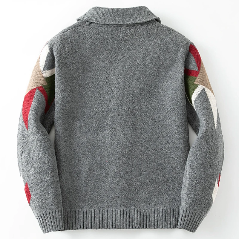 Жаккардовая вязаная крючком Толстая куртка в стиле ретро мужской модный вязаный