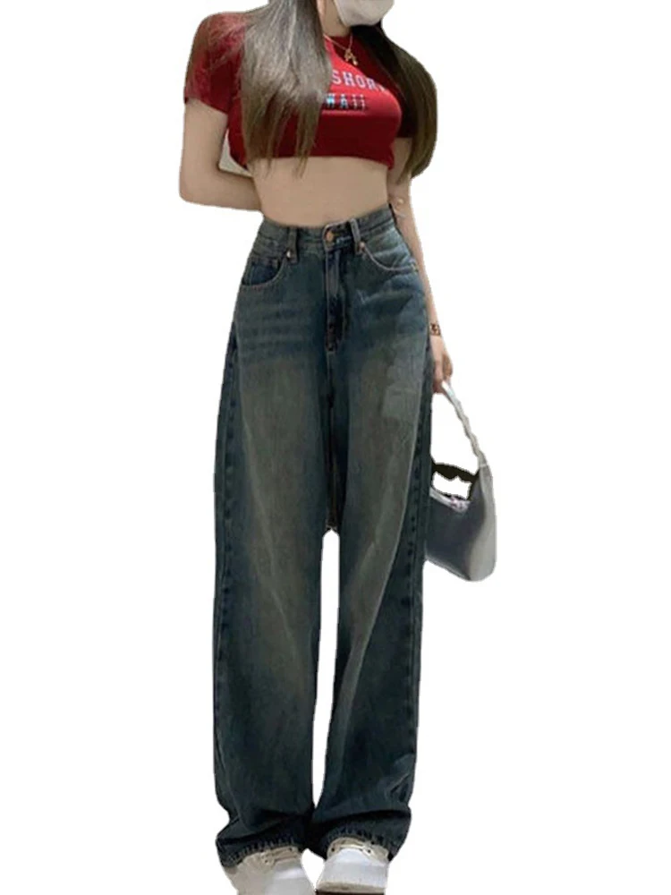 

2022 Джинсы женские, с высокой талией, широкие, винтажные, уличные, свободные джинсы женские брюки японские y2k одежда мешковатые джинсы брюки женские стрейч y2k джинсы женские черные стрейч джинсы
