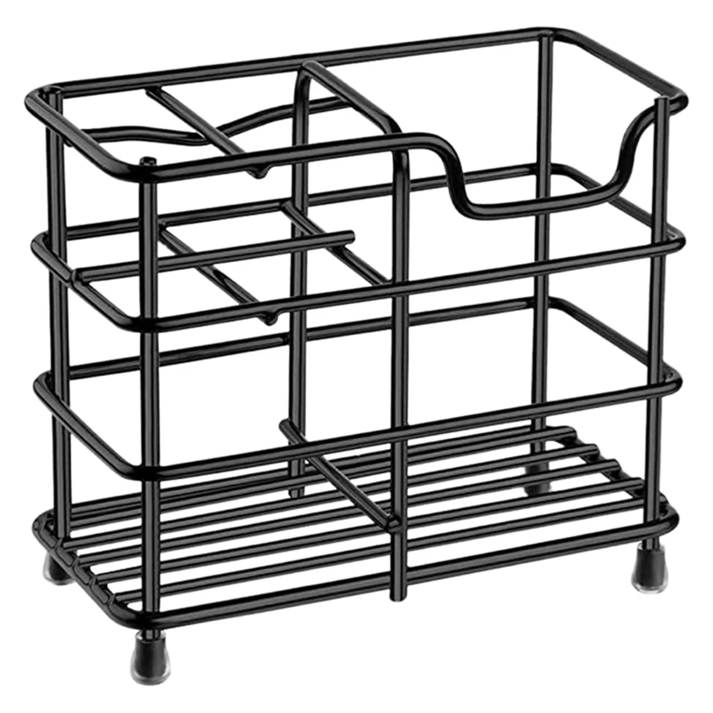 

Toothbrush Holder,Small Stainless Steel Toothpaste Holder Bathroom Accessories Organizer With Five-Compartment,Black