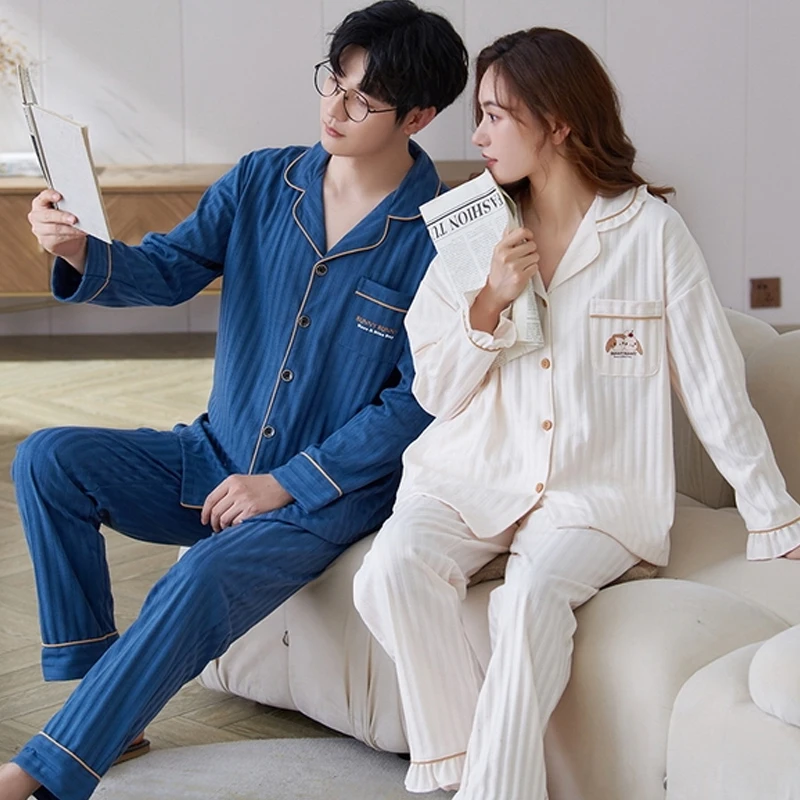 QUHENG Newest Autumn Men Pajamas Set Cotton 2022 Winter Sleepwear Suit Casual Long Sleeve Pants Pyjamas Casual Homewear