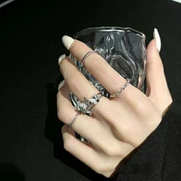 super fairy butterfly four piece ring female personality index finger ring cold wind niche design ring set jewlery for women