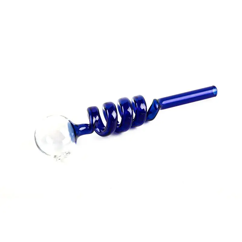 

HOT 5.5inches Portable Round Head Blue Borosilicate Glass Tube Pipe Straw