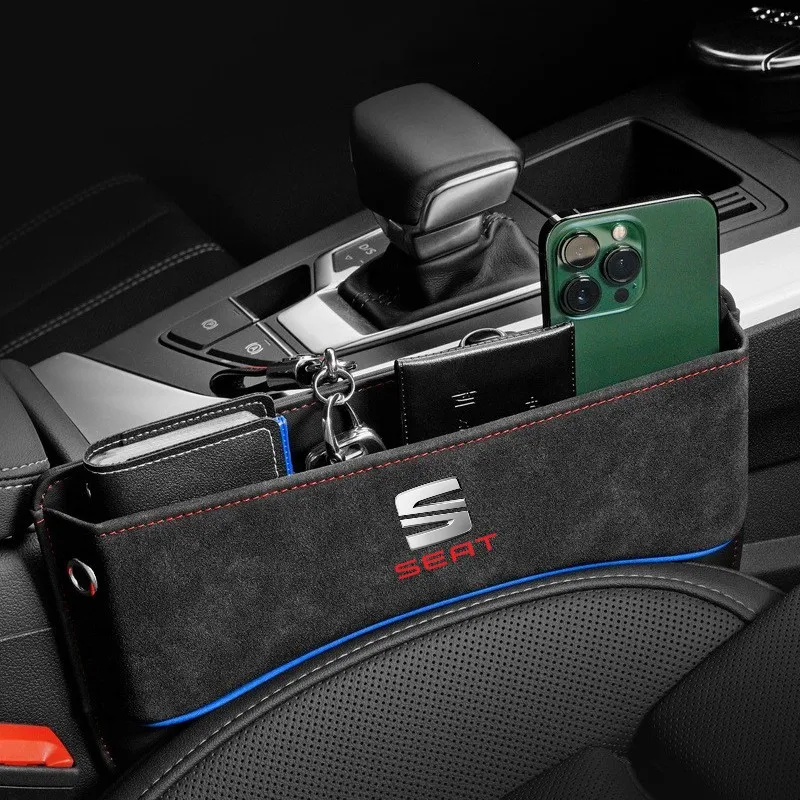 

Fur Leather Car Seats Slit Storage Box Increased Storage Space Seat Organizer For Seat leon fr mk2 mk3 lbiza Altea Car Accessory