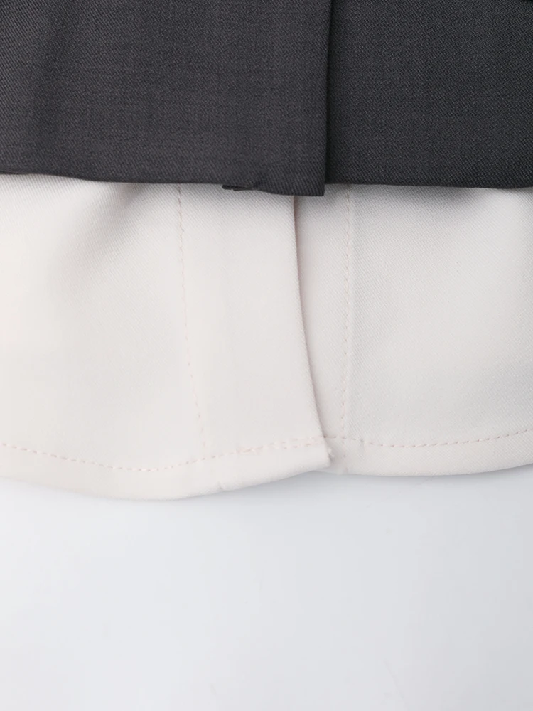 [EAM] Серая куртка с цветными блоками юбка до половины тела костюм из двух