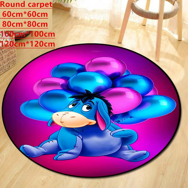 

Grey donkey 3D printing Donkey Eeyore Decoration children Round Carpet Home Decor Anti-slip Bed Area Rug for Bedroom Chair Mat