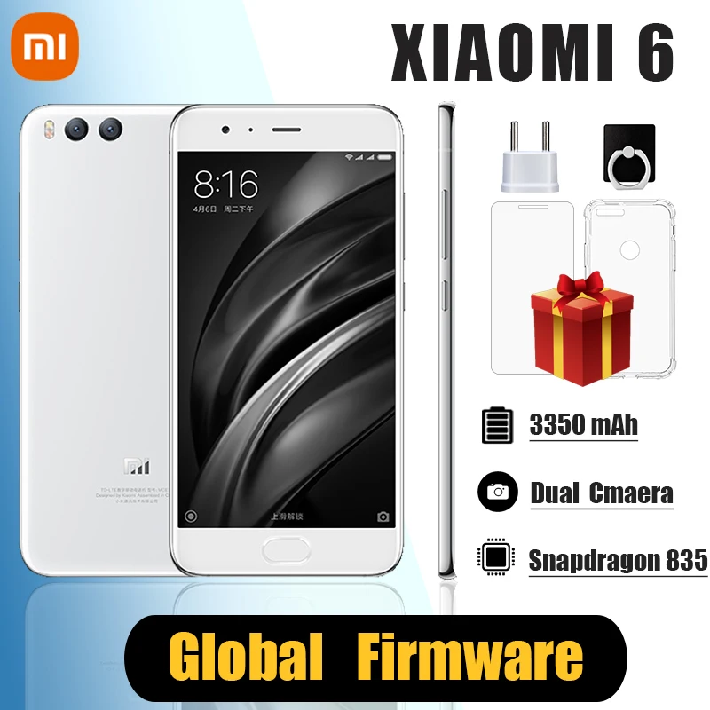 

Сотовый телефон Xiaomi Mi 6, смартфон Android, сканер отпечатков пальцев, 3350 мАч, сотовый телефон с глобальной прошивкой