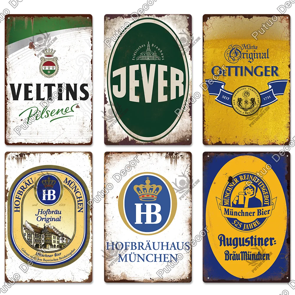 putuo decor germany beer brand metal sign plaque metal vintage tin sign for bar pub man cave kitchen club bar wall home decor free global shipping