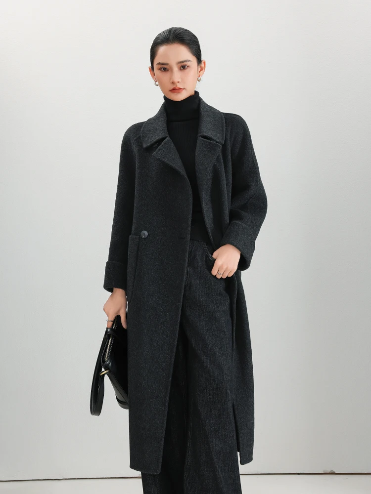 Осень-зима 2023 новое двустороннее шерстяное пальто ручной работы