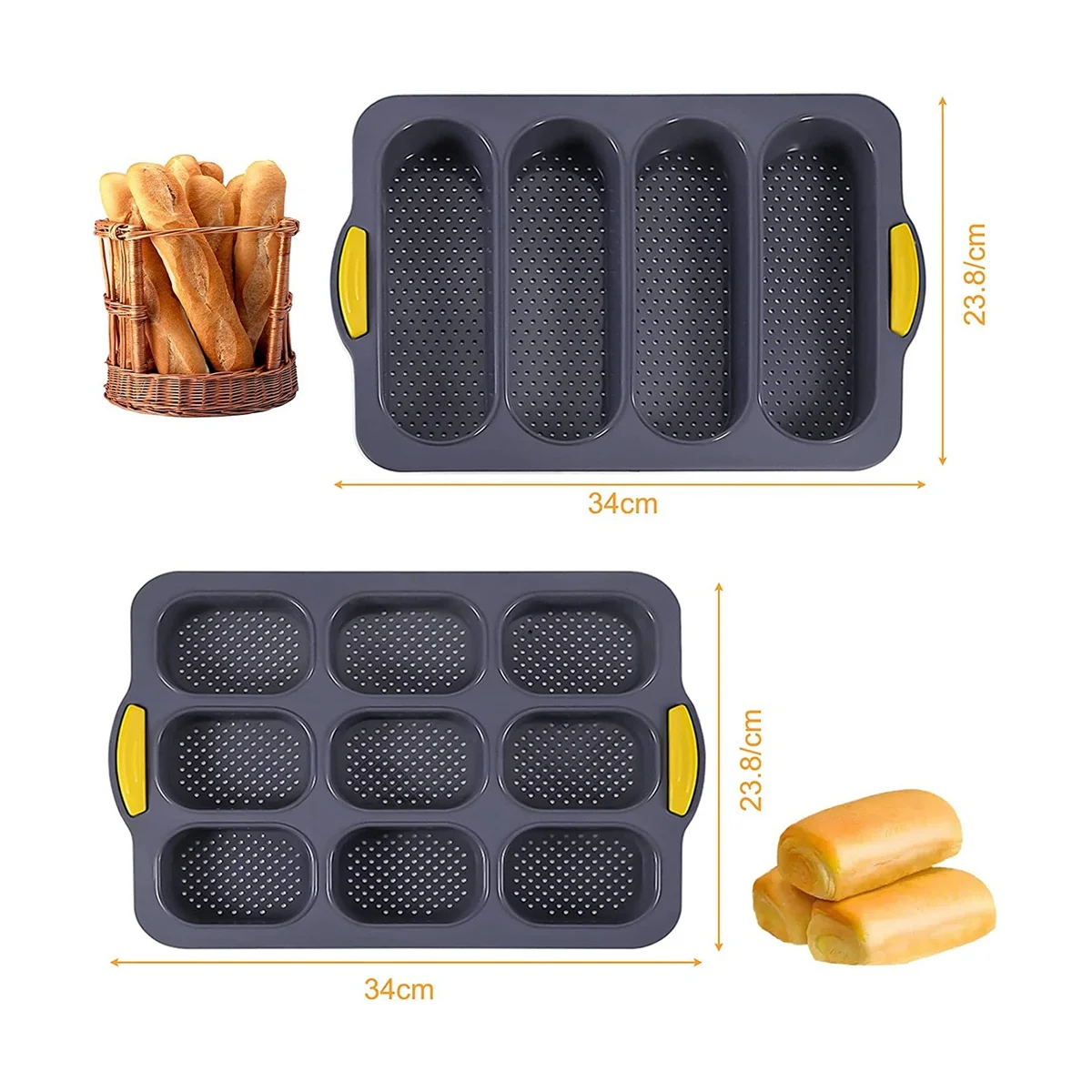 

Silicone Loaf Pan Baking Pan for Baking French Baguettes/Hot Dog Buns, Bread Mold for Baking,Nonstick &Easy Clean