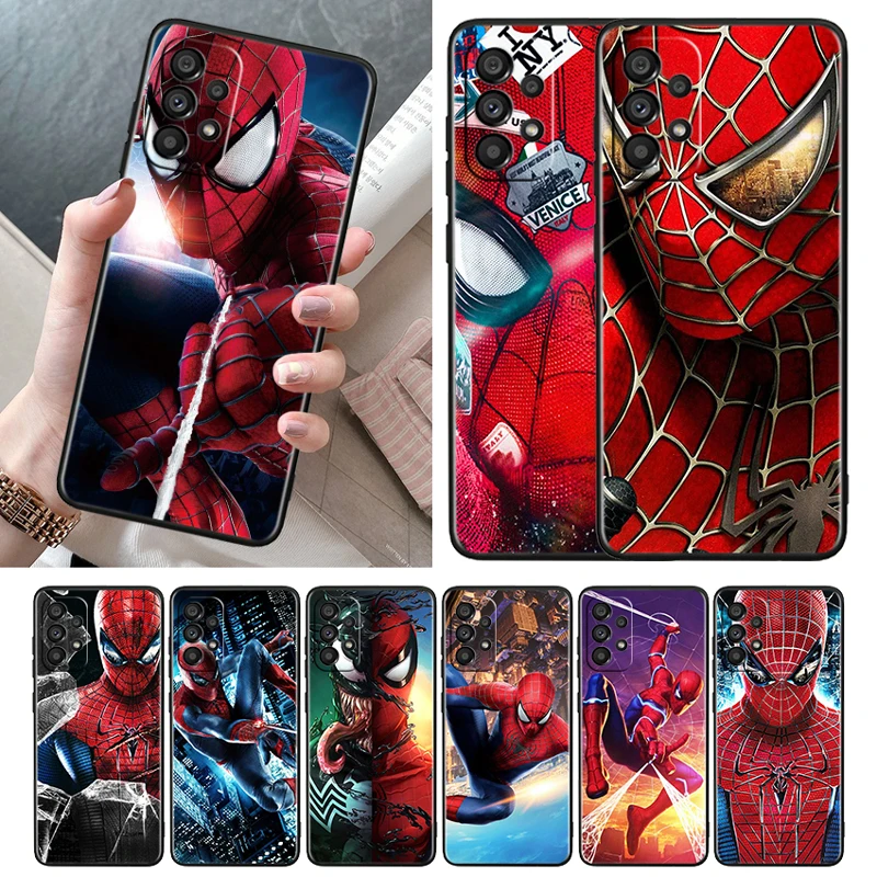 

Spiderman Marvel Black Phone Case For Samsung Galaxy A52S A72 A71 A52 A51 A12 A32 A21S A73 A13 A53 4G 5G Cover Shell