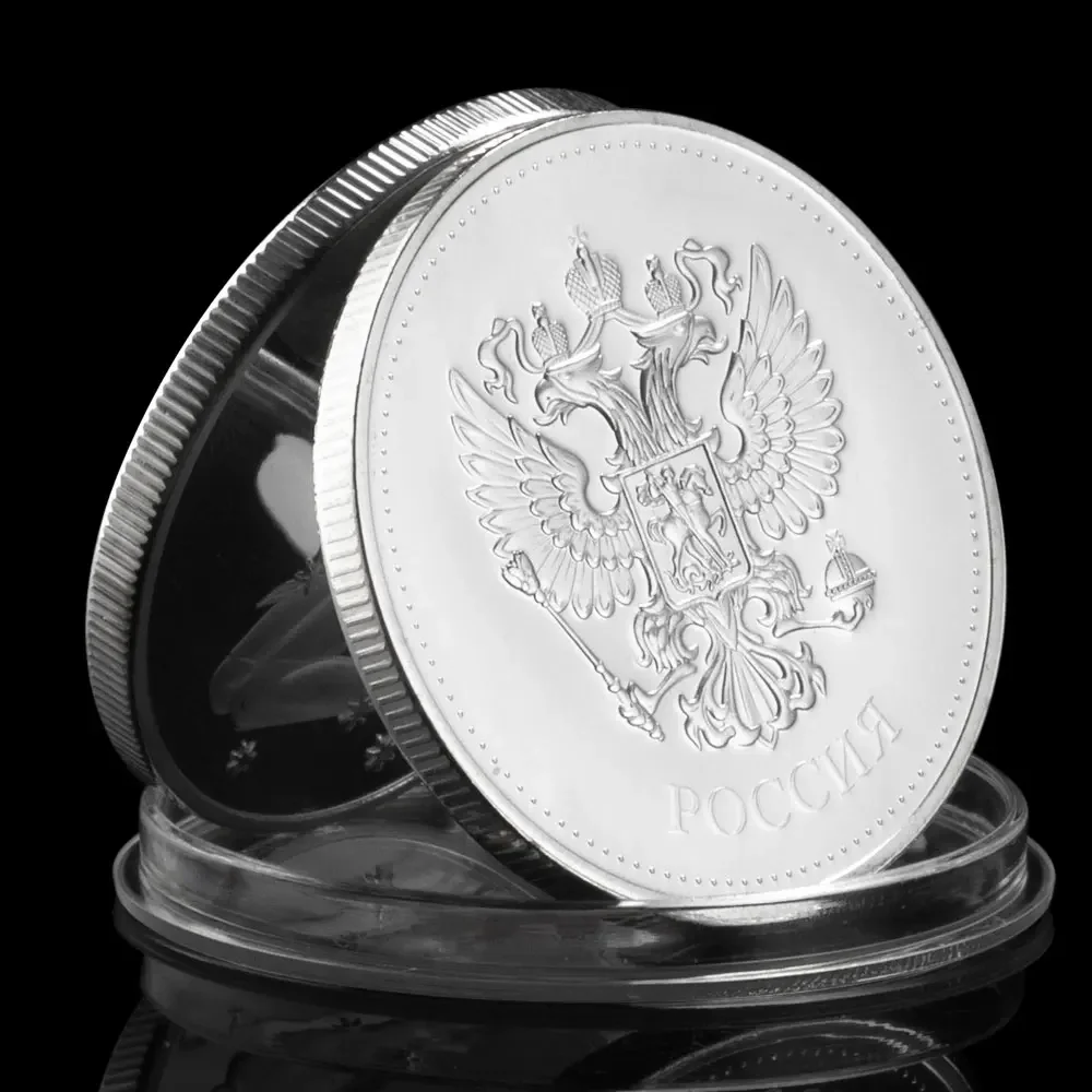 Русский Казанский Кремль посеребренная сувенирная монета двойная голова узор