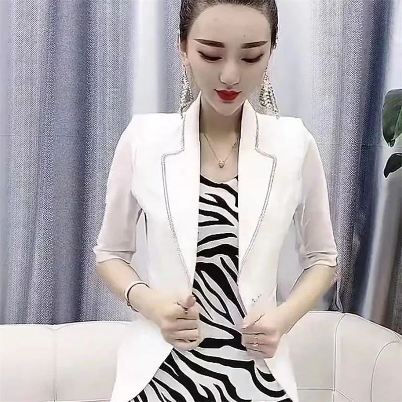 

Женские европейские товары, популярный красный сетчатый блейзер с коротким рукавом и отложным воротником, летний модный тонкий короткий пи...