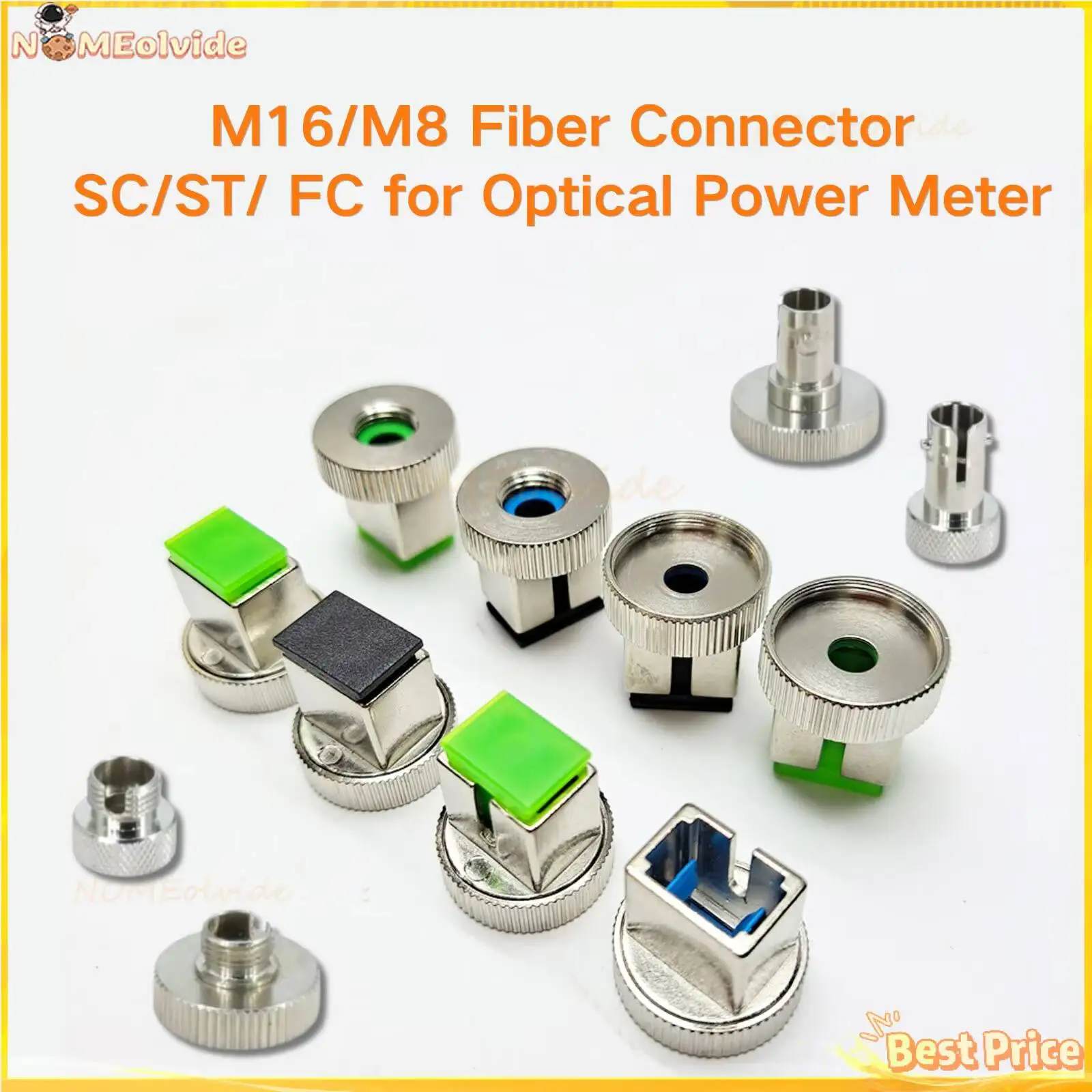 Фото Адаптер-переходник для оптического измерителя мощности M16/M8 SC/ST/FC, красный, с металлическим колпачком, фланцевый соединитель №1