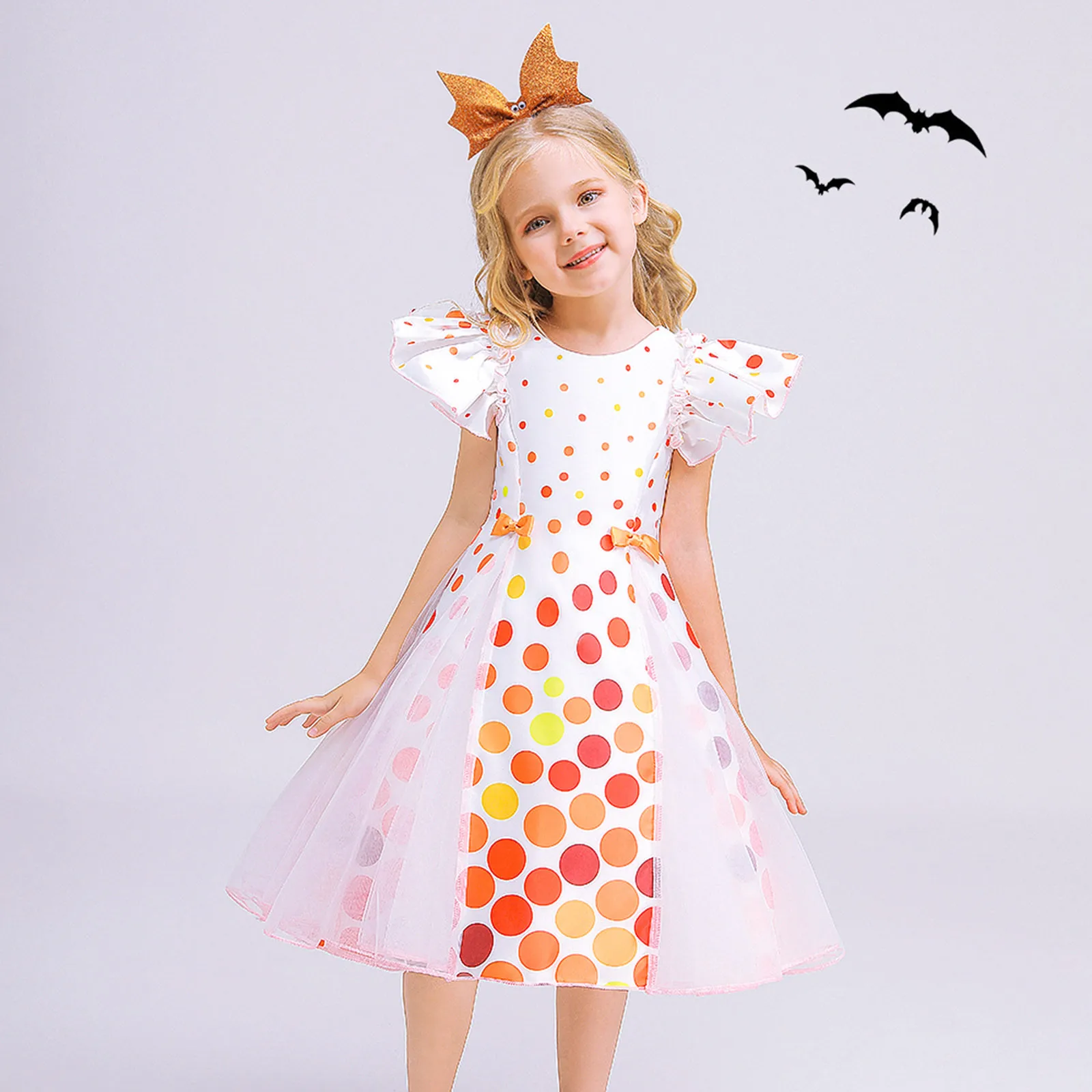 

Одежда для девочек, новинка, летние платья принцессы для девочек, детское платье с принтом летающих рукавов, детское платье, детская одежда