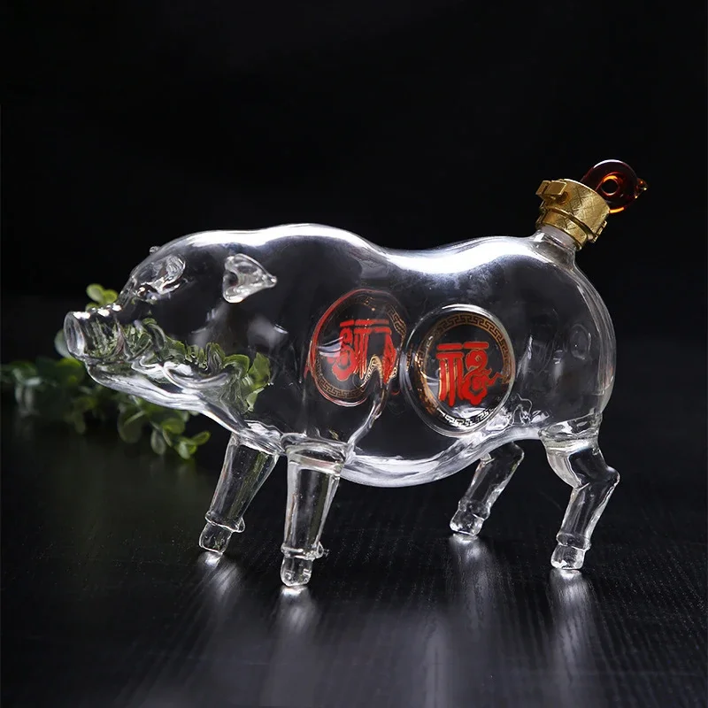 Декантер для виски в форме милой свиньи с китайским знаком зодиака уникальный
