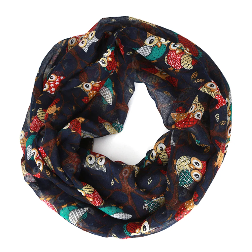 Легкий прозрачный шарф с рисунком совы для женщин и девочек повседневная шаль