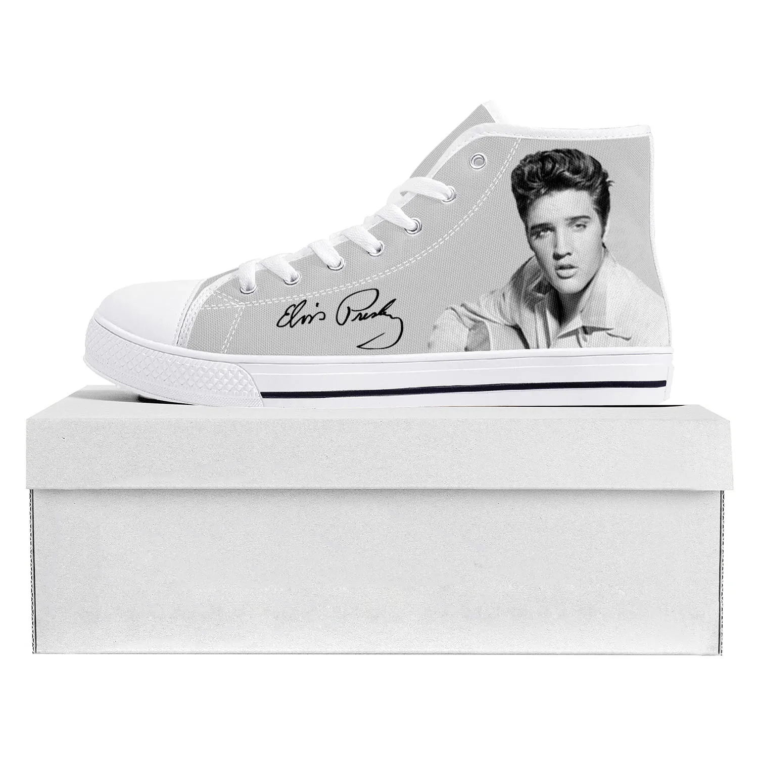 

Elvis The King Hillbilly Cat High Top High Quality Sneakers Mens Womens Teenager Aaron Canvas Sneaker Couple Custom Shoe Presley