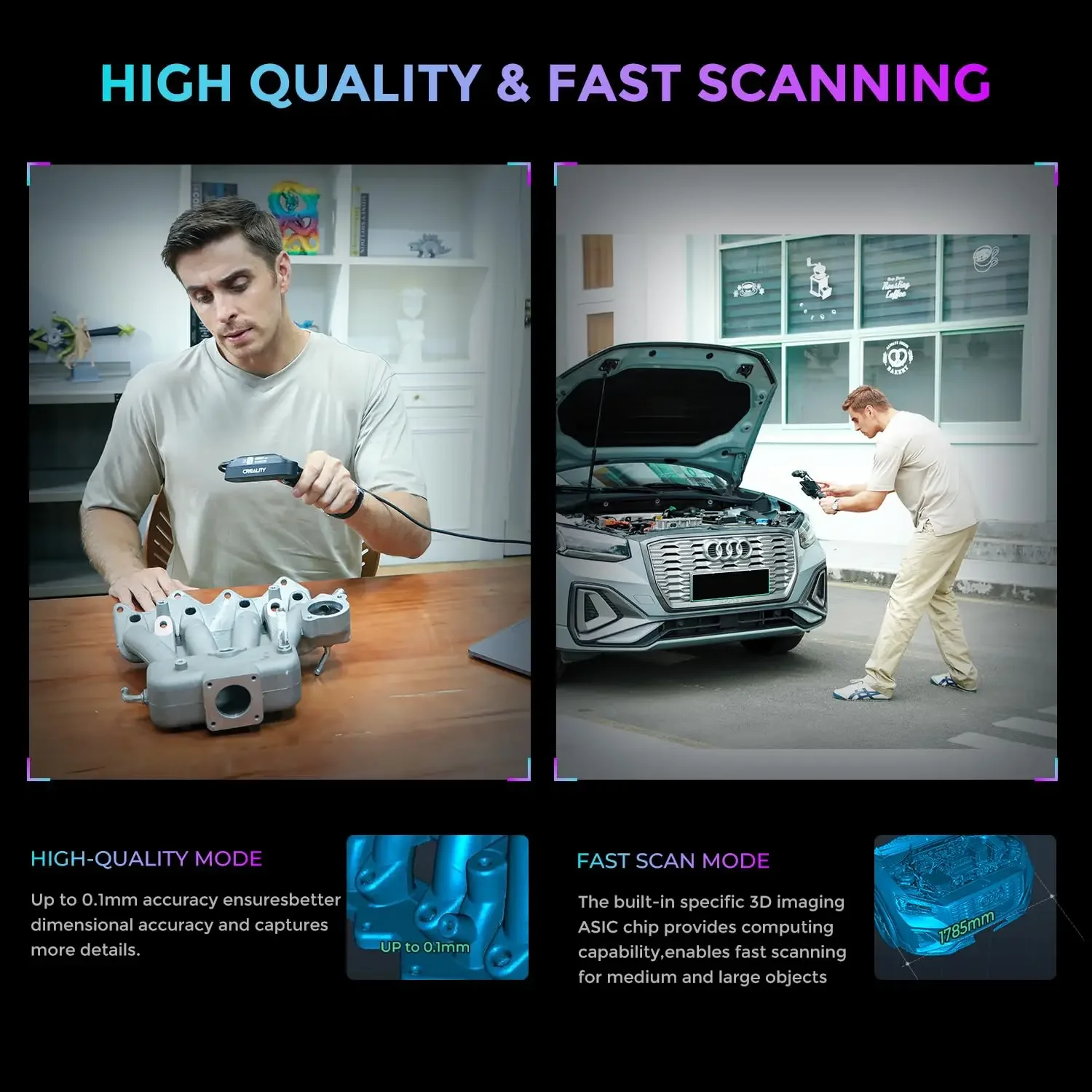 Беспроводной Wi-Fi 3D-сканер Creality CR-Scan Ferret Pro с защитой от сотрясений полноцветное