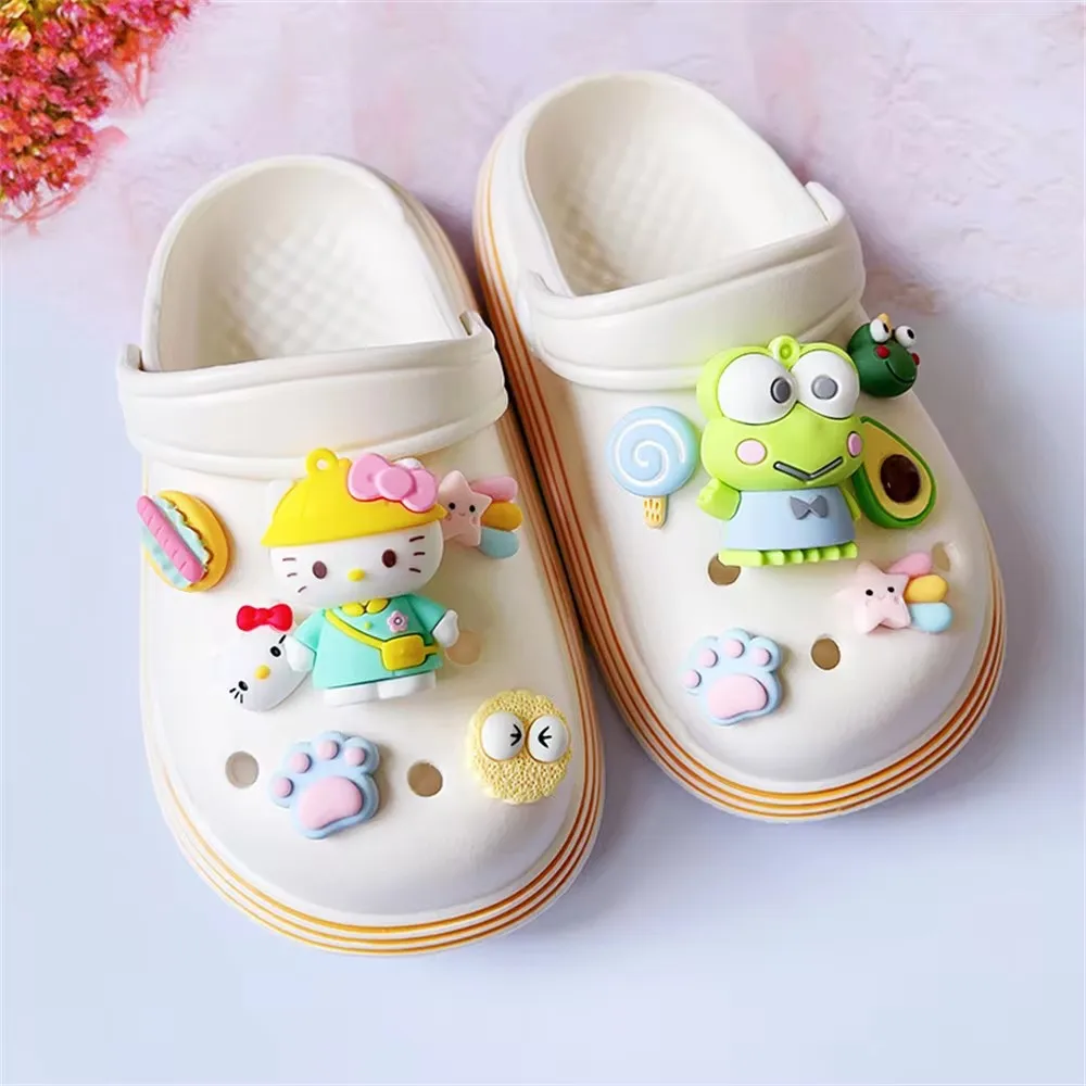 Фото MINISO мультфильм 3D милая кукла Kuromi очаровательные аксессуары для обуви DIY Съемная детская деревянная пряжка №3