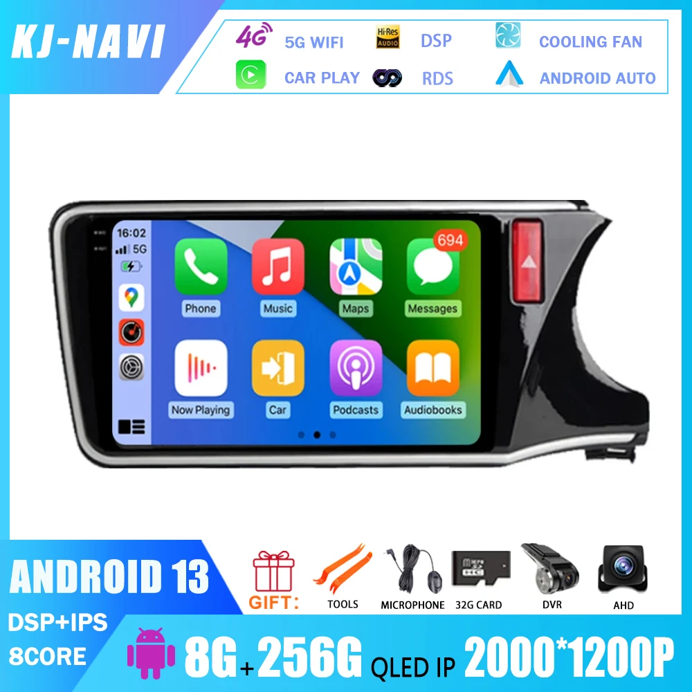 

Android 13 для Honda City Grace 2011-2017 автомобильное радио стерео DSP мультимедийная навигация GPS головное устройство 2Din DVD
