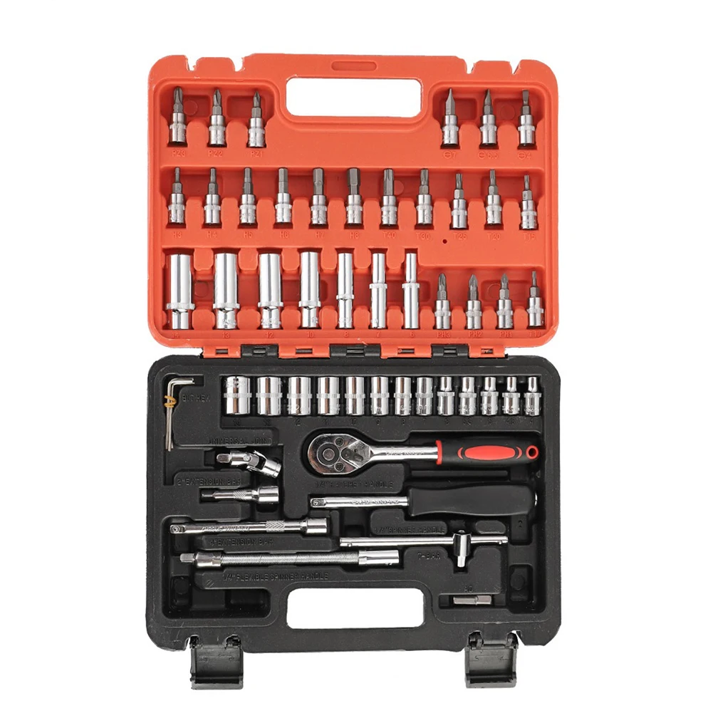 

53pcs Ratchet Quick Wrench Set Batch Head Ratchet Pawl Socket Spanner Screwdriver Socket Car Repair Tool Set For Mechanics